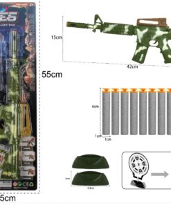 Ametralladora 55Cm Lanza Dardos con Tablero, Balas y Accesorios