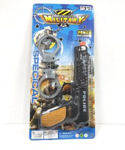 Pistola con Sonido + Esposas en Blister 28Cm
