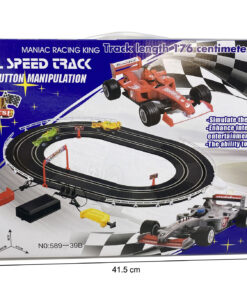 Pista Carreras Scalextric 1,76Mts Incluye 2 Autos F1, 2 Controles, Fuente y más en Caja