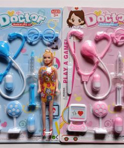Set Doctora con Estetoscopio, Jeringa, Gafas, Muñeca y Más en Blister 43Cm