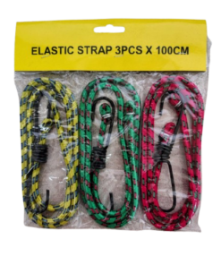 Tensores Elásticos con Goma y Gancho Set Multipropósito X3 Unidades x 100Cm
