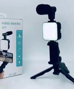 Soporte Bluetooth Estabilizador Trípode con Luz Led Potente para Celular Kit de Micrófono para Vídeo
