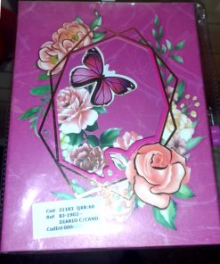Diario Intimo Flores y Mariposas con Llaves y Candado 22Cm