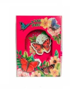Diario Intimo Flores y Mariposas con Llaves y Candado 22Cm
