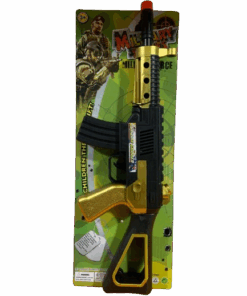 Ametralladora Sonido en Blister Dorado 33Cm en Blister Reforzada
