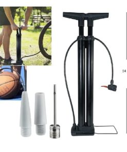 Inflador de Pie Doble Tubo para Bicicleta y Pelotas 54 Cm