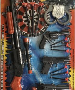 Escopeta Lanza Dardos 66Cm + 3 Pistolas Lanzadoras + Esposas + 12 Dardos + Tablero